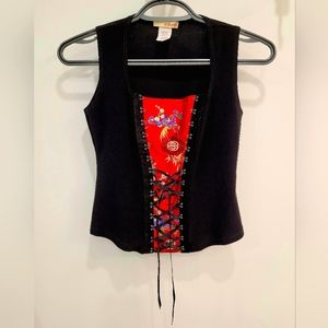 Renaissance VOVO Corset Style Black Sleeveless Top
